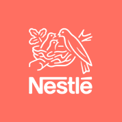 The Nestle logo in an orange box